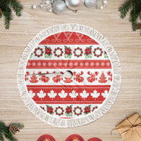 Canada Christmas Tree Skirt Canadian Moose Maple Leaf Seamless Style - Wonder Print Shop