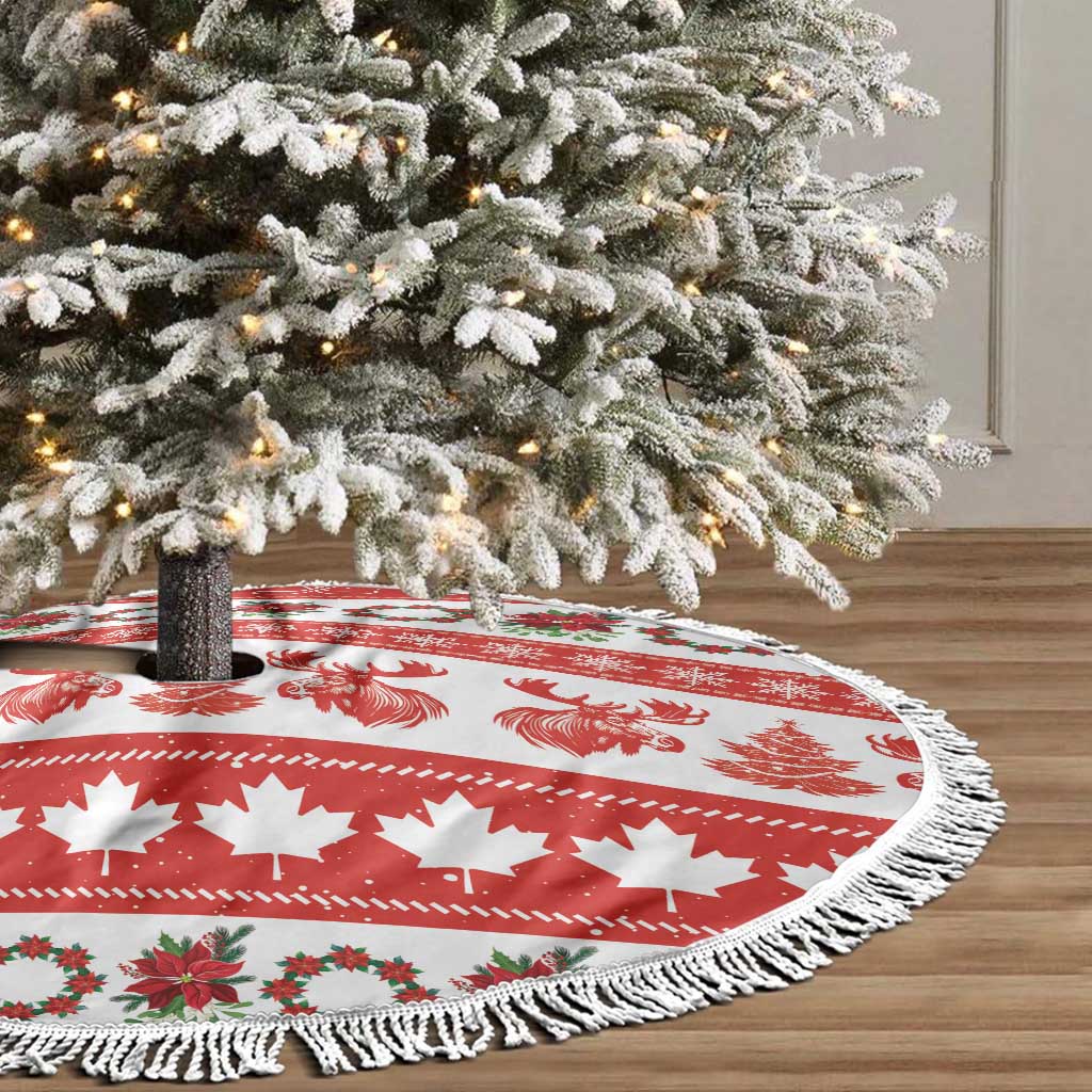 Canada Christmas Tree Skirt Canadian Moose Maple Leaf Seamless Style - Wonder Print Shop