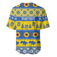 Personalised Ukraine Christmas Baseball Jersey Tryzub With Map Folk Pattern - Wonder Print Shop