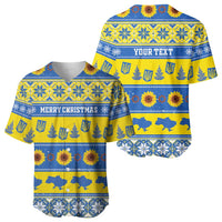 Personalised Ukraine Christmas Baseball Jersey Tryzub With Map Folk Pattern - Wonder Print Shop