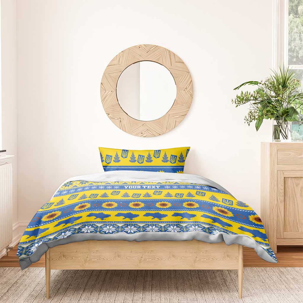 Ukraine Christmas Bedding Set Tryzub With Map Folk Pattern - Wonder Print Shop