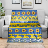 Ukraine Christmas Blanket Tryzub With Map Folk Pattern - Wonder Print Shop