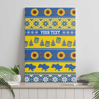 Ukraine Christmas Canvas Wall Art Tryzub With Map Folk Pattern - Wonder Print Shop