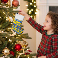 Ukraine Christmas Stocking Tryzub With Map Folk Pattern - Wonder Print Shop