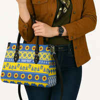 Ukraine Christmas Leather Bag Tryzub With Map Folk Pattern - Wonder Print Shop