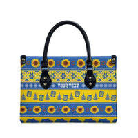 Ukraine Christmas Leather Bag Tryzub With Map Folk Pattern - Wonder Print Shop