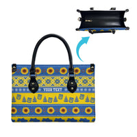 Ukraine Christmas Leather Bag Tryzub With Map Folk Pattern - Wonder Print Shop