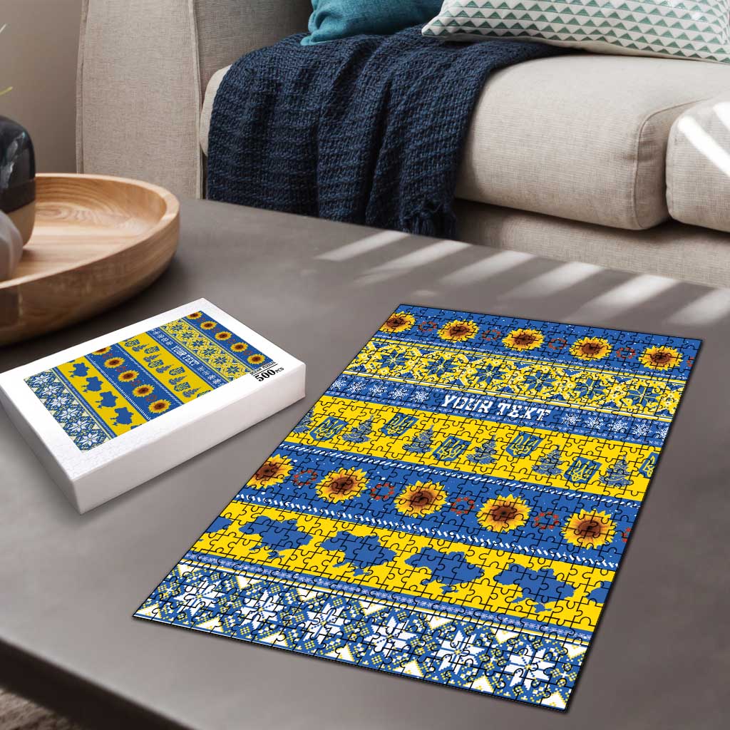 Ukraine Christmas Puzzle Tryzub With Map Folk Pattern - Wonder Print Shop
