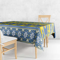Ukraine Christmas Tablecloth Tryzub With Map Folk Pattern - Wonder Print Shop