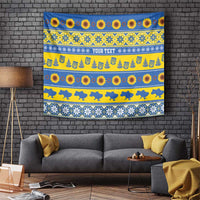Ukraine Christmas Tapestry Tryzub With Map Folk Pattern - Wonder Print Shop