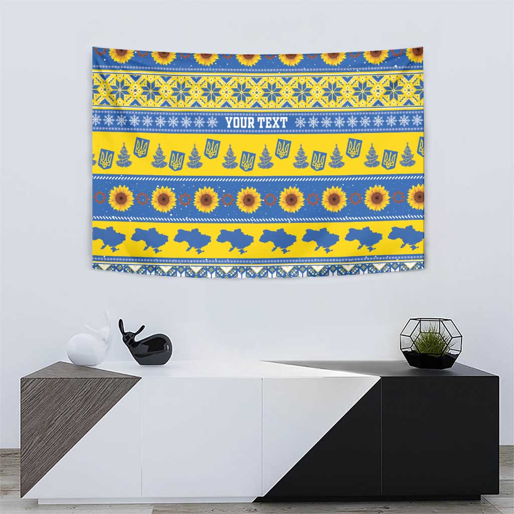 Ukraine Christmas Tapestry Tryzub With Map Folk Pattern - Wonder Print Shop