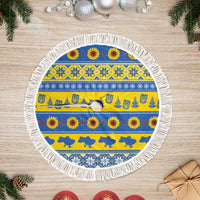 Ukraine Christmas Tree Skirt Tryzub With Map Folk Pattern - Wonder Print Shop