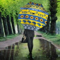 Ukraine Christmas Umbrella Tryzub With Map Folk Pattern - Wonder Print Shop