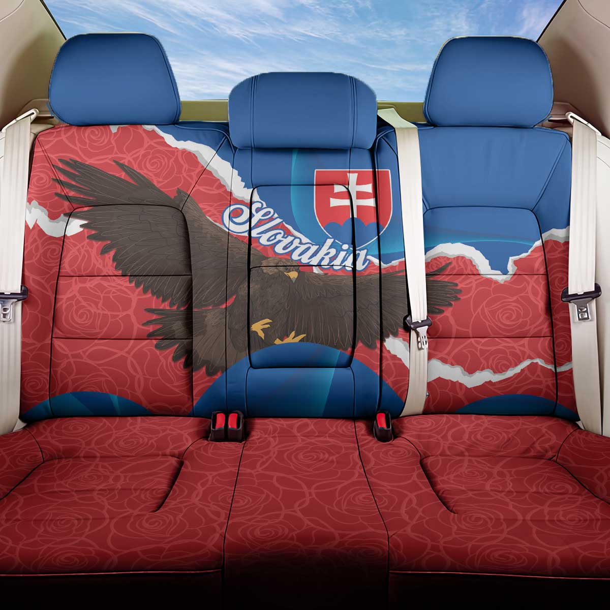 Slovakia Restoration Day Back Car Seat Cover Happy 1st Of January - Slovak Golden Eagle - Wonder Print Shop