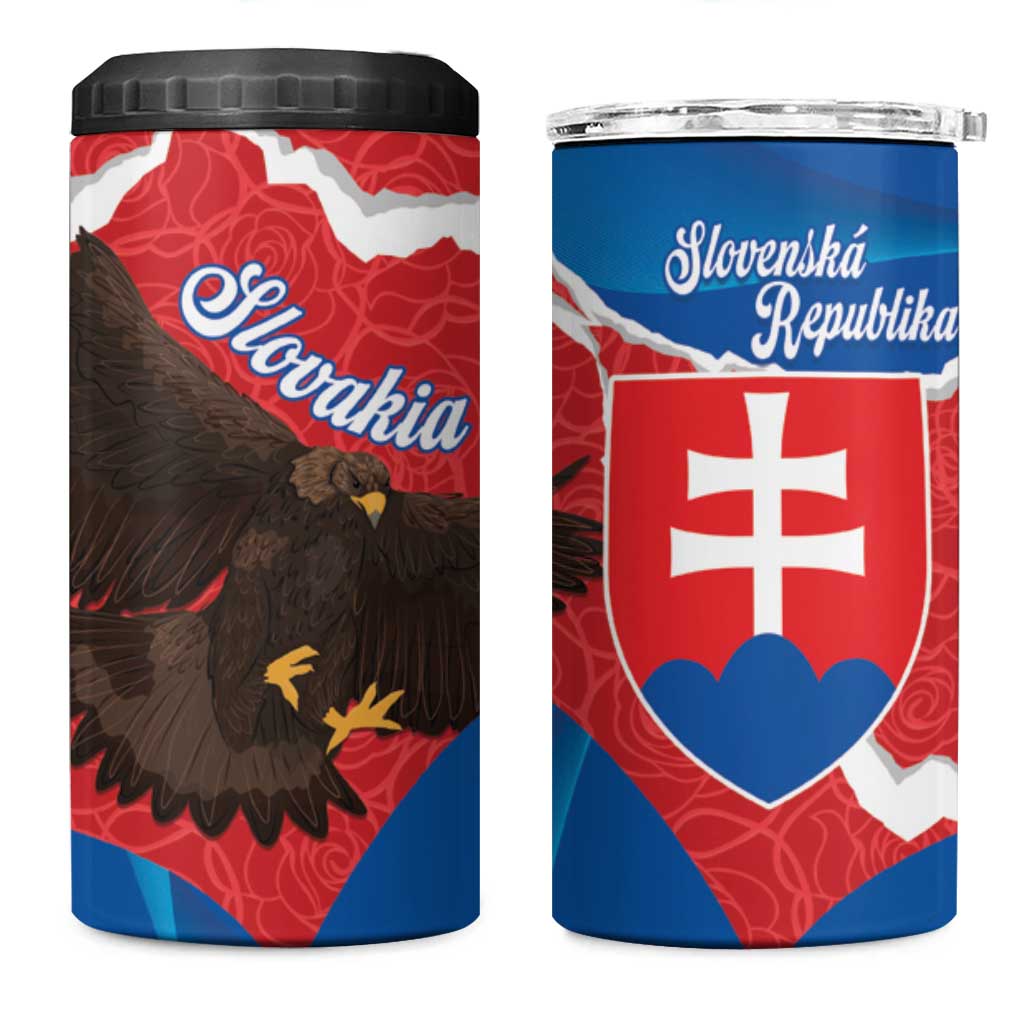 Slovakia Restoration Day 4 in 1 Can Cooler Tumbler Happy 1st Of January - Slovak Golden Eagle - Wonder Print Shop