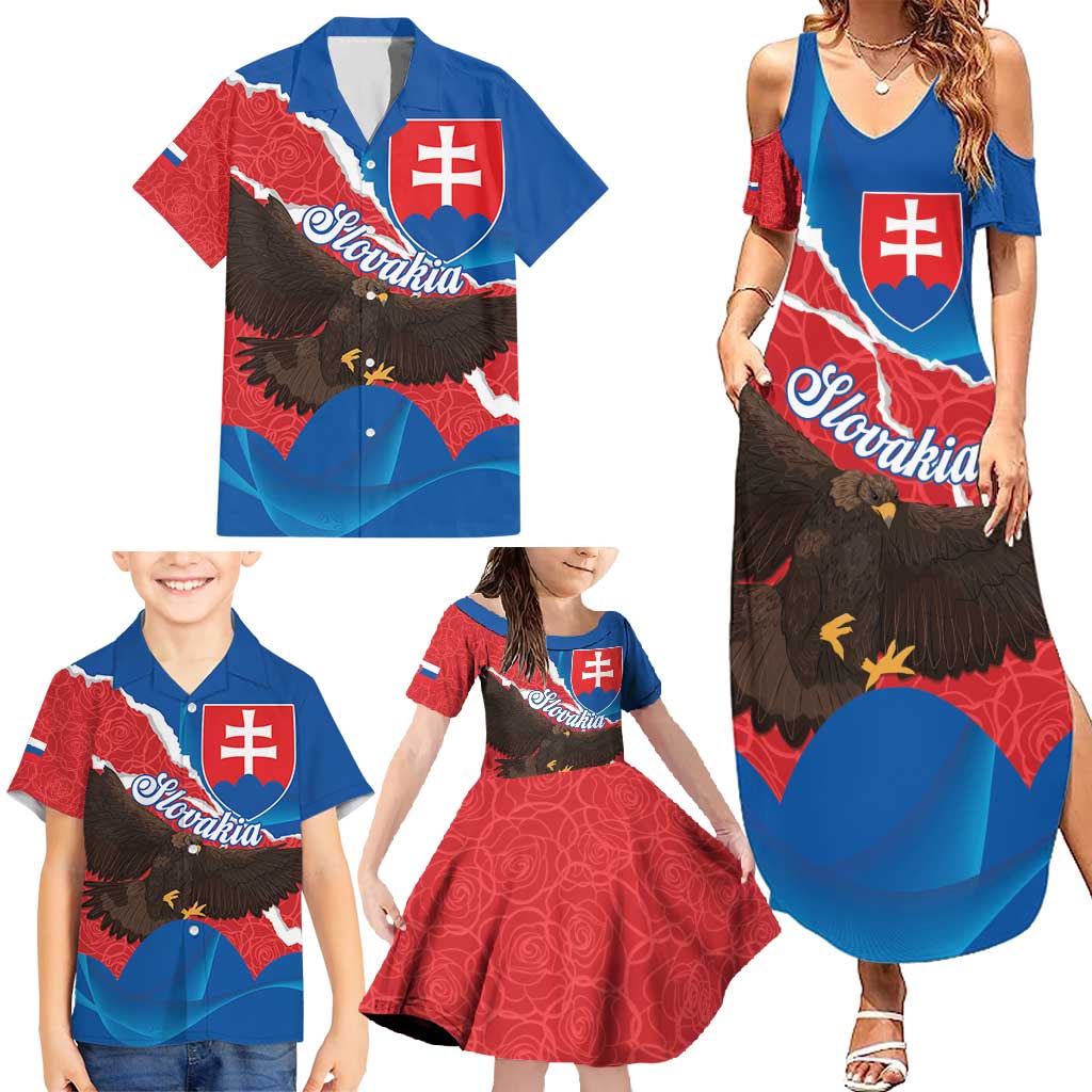 Slovakia Restoration Day Family Matching Summer Maxi Dress and Hawaiian Shirt Happy 1st Of January - Slovak Golden Eagle - Wonder Print Shop