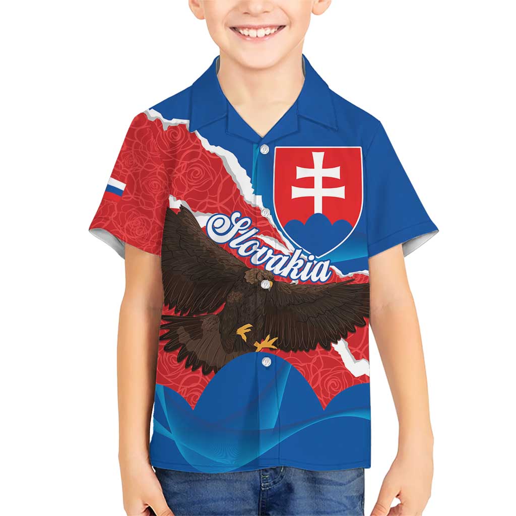 Slovakia Restoration Day Kid Hawaiian Shirt Happy 1st Of January - Slovak Golden Eagle - Wonder Print Shop