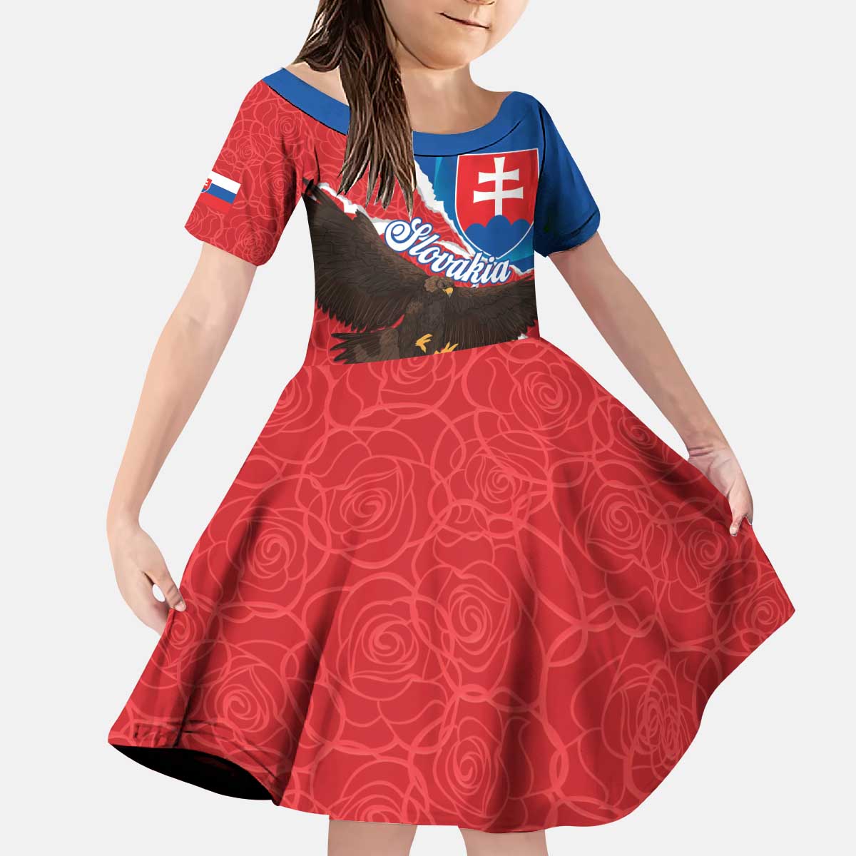 Slovakia Restoration Day Kid Short Sleeve Dress Happy 1st Of January - Slovak Golden Eagle - Wonder Print Shop