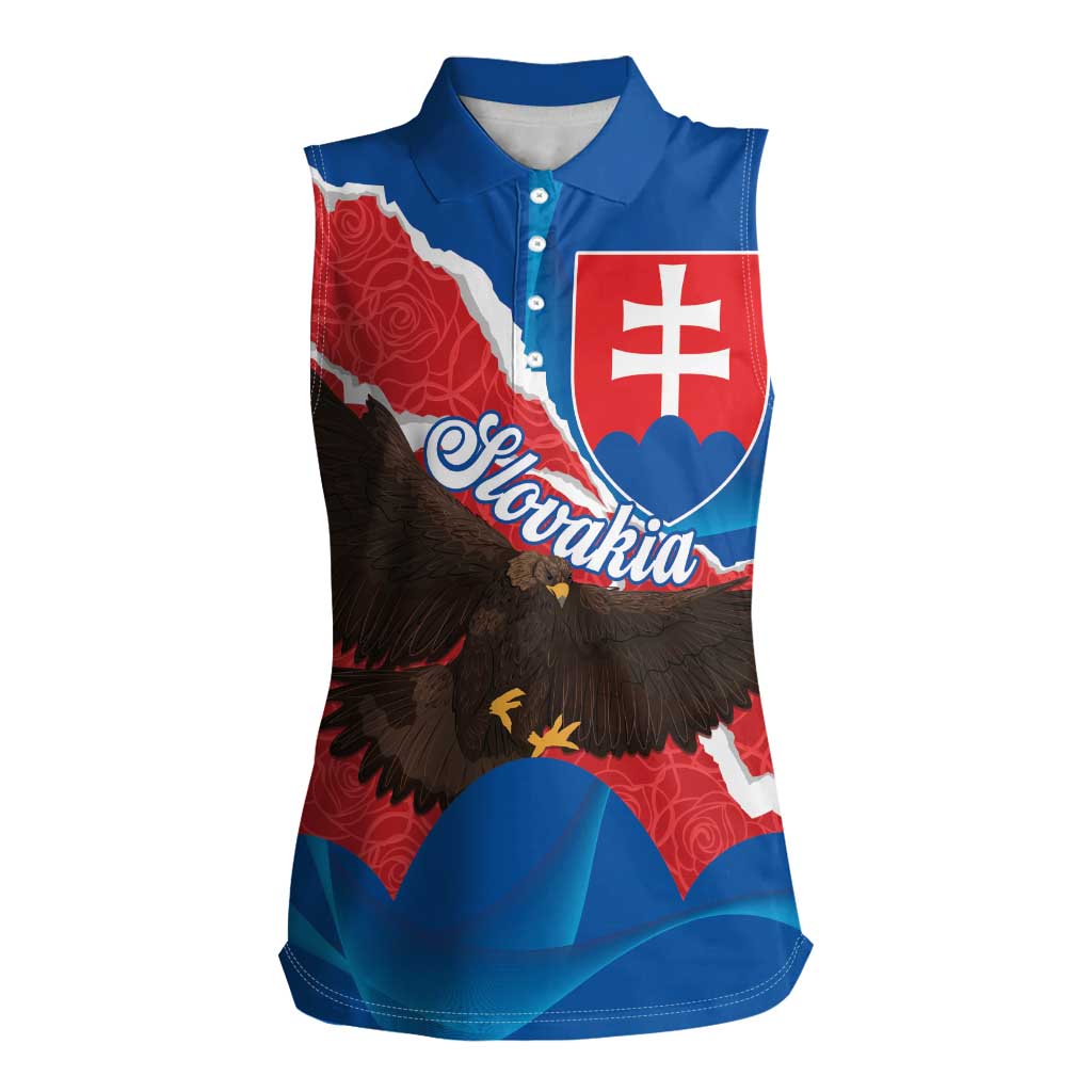 Slovakia Restoration Day Women Sleeveless Polo Shirt Happy 1st Of January - Slovak Golden Eagle - Wonder Print Shop