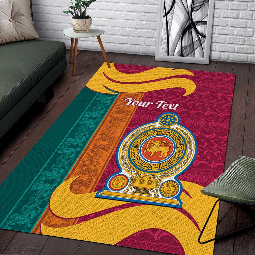 Sri Lanka Independence Day Area Rug Sri Lankan Lion Mix Sinhalese Pattern - Wonder Print Shop