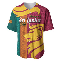 Maroon baseball jersey with lion graphic and Sri Lanka 1948 text