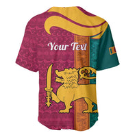 Maroon baseball jersey back with lion, wand, and custom text outline