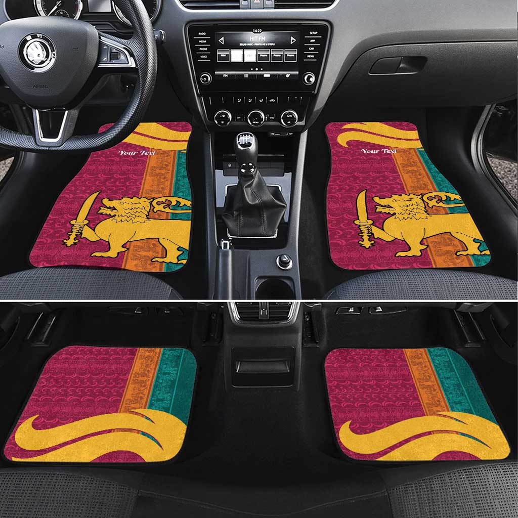 Sri Lanka Independence Day Car Mats Sri Lankan Lion Mix Sinhalese Pattern - Wonder Print Shop