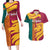 Sri Lanka Independence Day Couples Matching Long Sleeve Bodycon Dress and Hawaiian Shirt Sri Lankan Lion Mix Sinhalese Pattern - Wonder Print Shop