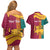 Sri Lanka Independence Day Couples Matching Off Shoulder Short Dress and Hawaiian Shirt Sri Lankan Lion Mix Sinhalese Pattern - Wonder Print Shop