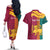 Sri Lanka Independence Day Couples Matching Off The Shoulder Long Sleeve Dress and Hawaiian Shirt Sri Lankan Lion Mix Sinhalese Pattern - Wonder Print Shop