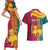 Sri Lanka Independence Day Couples Matching Short Sleeve Bodycon Dress and Hawaiian Shirt Sri Lankan Lion Mix Sinhalese Pattern - Wonder Print Shop