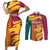 Sri Lanka Independence Day Couples Matching Short Sleeve Bodycon Dress and Long Sleeve Button Shirt Sri Lankan Lion Mix Sinhalese Pattern - Wonder Print Shop