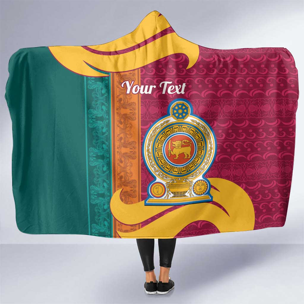 Sri Lanka Independence Day Hooded Blanket Sri Lankan Lion Mix Sinhalese Pattern