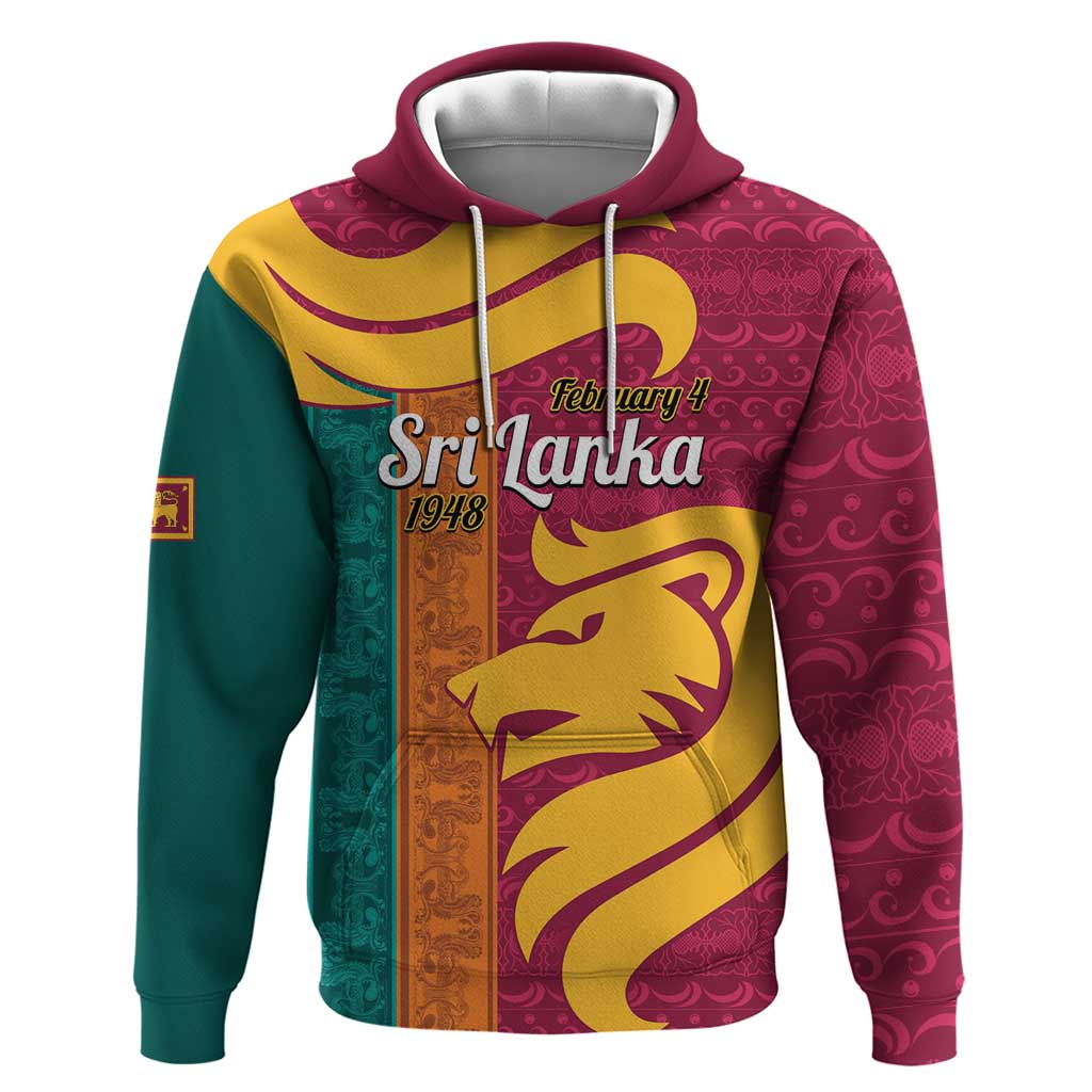 Sri Lanka Independence Day Hoodie Sri Lankan Lion Mix Sinhalese Pattern - Wonder Print Shop