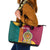 Sri Lanka Independence Day Leather Tote Bag Sri Lankan Lion Mix Sinhalese Pattern - Wonder Print Shop