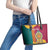 Sri Lanka Independence Day Leather Tote Bag Sri Lankan Lion Mix Sinhalese Pattern - Wonder Print Shop