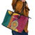 Sri Lanka Independence Day Leather Tote Bag Sri Lankan Lion Mix Sinhalese Pattern - Wonder Print Shop