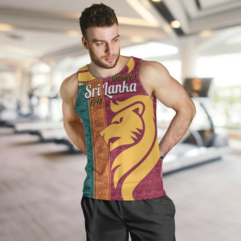 Sri Lanka Independence Day Men Tank Top Sri Lankan Lion Mix Sinhalese Pattern