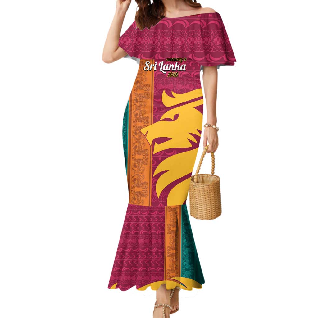 Sri Lanka Independence Day Mermaid Dress Sri Lankan Lion Mix Sinhalese Pattern - Wonder Print Shop