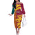 Sri Lanka Independence Day Off The Shoulder Long Sleeve Dress Sri Lankan Lion Mix Sinhalese Pattern - Wonder Print Shop