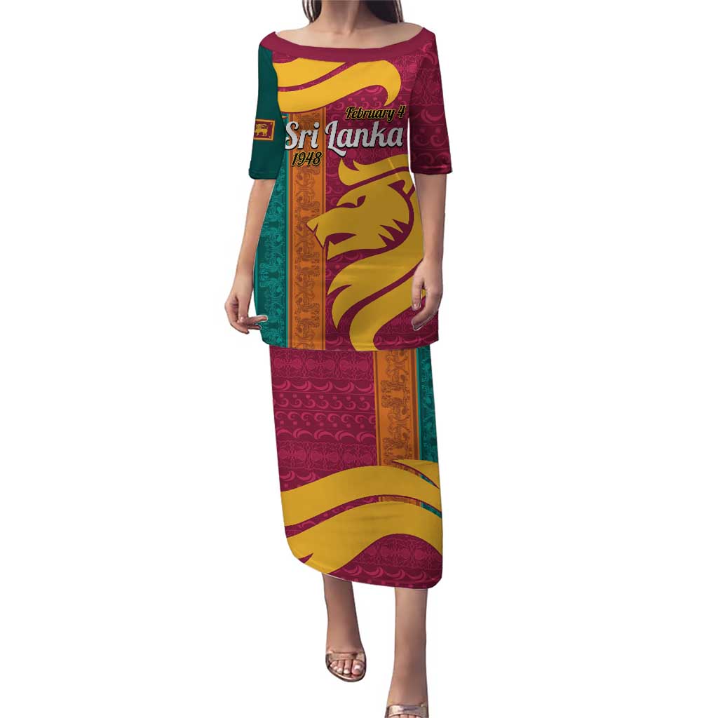 Sri Lanka Independence Day Puletasi Sri Lankan Lion Mix Sinhalese Pattern - Wonder Print Shop