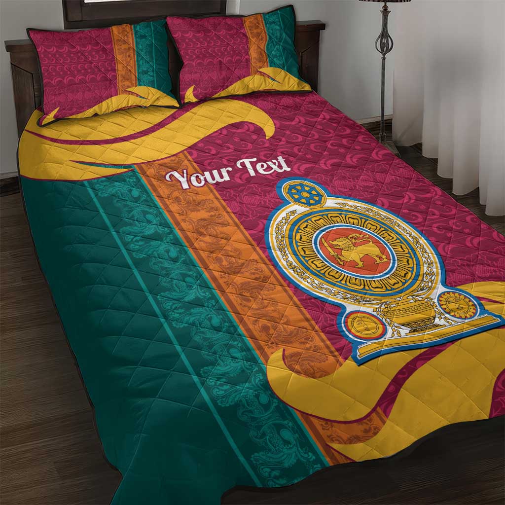 Sri Lanka Independence Day Quilt Bed Set Sri Lankan Lion Mix Sinhalese Pattern - Wonder Print Shop