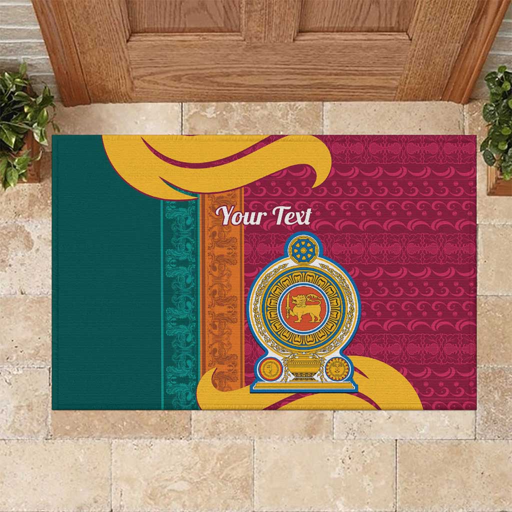 Sri Lanka Independence Day Rubber Doormat Sri Lankan Lion Mix Sinhalese Pattern - Wonder Print Shop