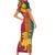 Sri Lanka Independence Day Short Sleeve Bodycon Dress Sri Lankan Lion Mix Sinhalese Pattern - Wonder Print Shop