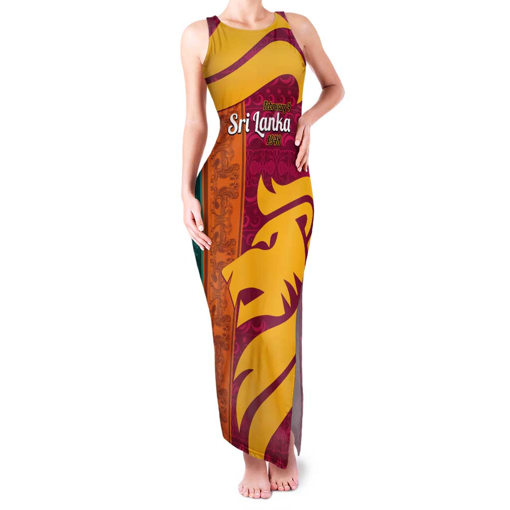 Sri Lanka Independence Day Tank Maxi Dress Sri Lankan Lion Mix Sinhalese Pattern - Wonder Print Shop