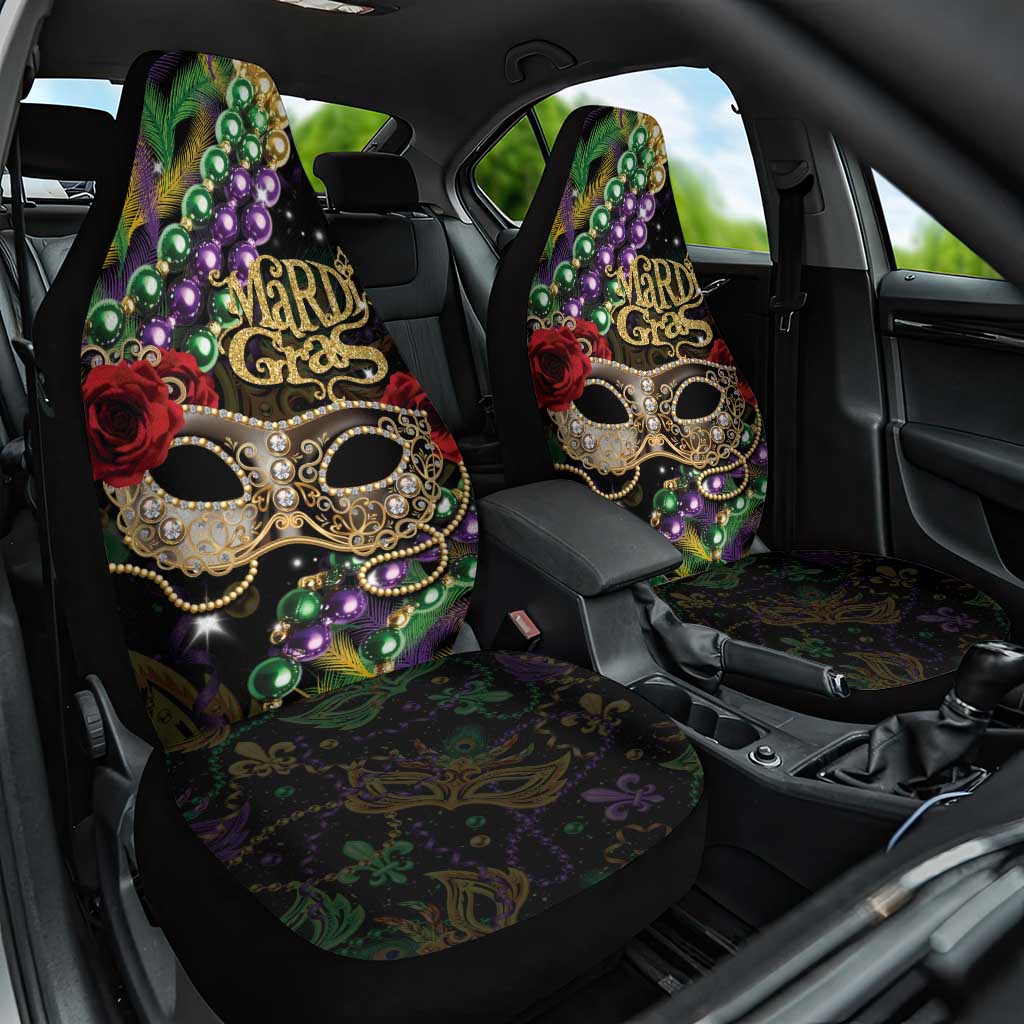 Mardi Gras 2025 Car Seat Cover Beadeds With Gorgeous Mask - Wonder Print Shop