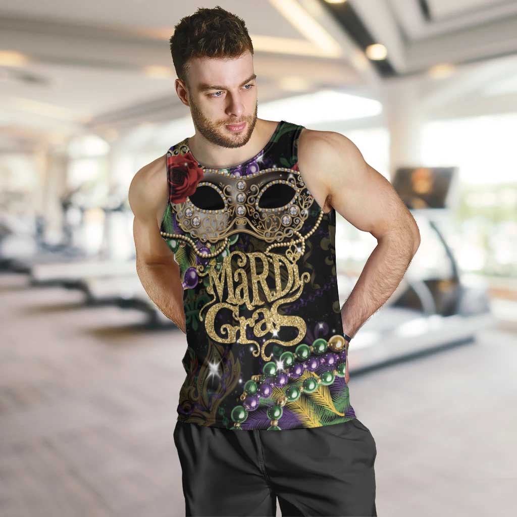 Mardi Gras 2025 Men Tank Top Beadeds With Gorgeous Mask