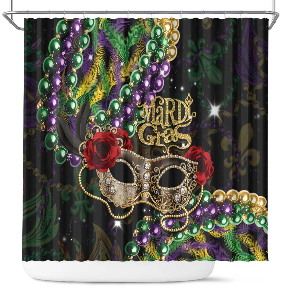 Mardi Gras 2025 Shower Curtain Beadeds With Gorgeous Mask