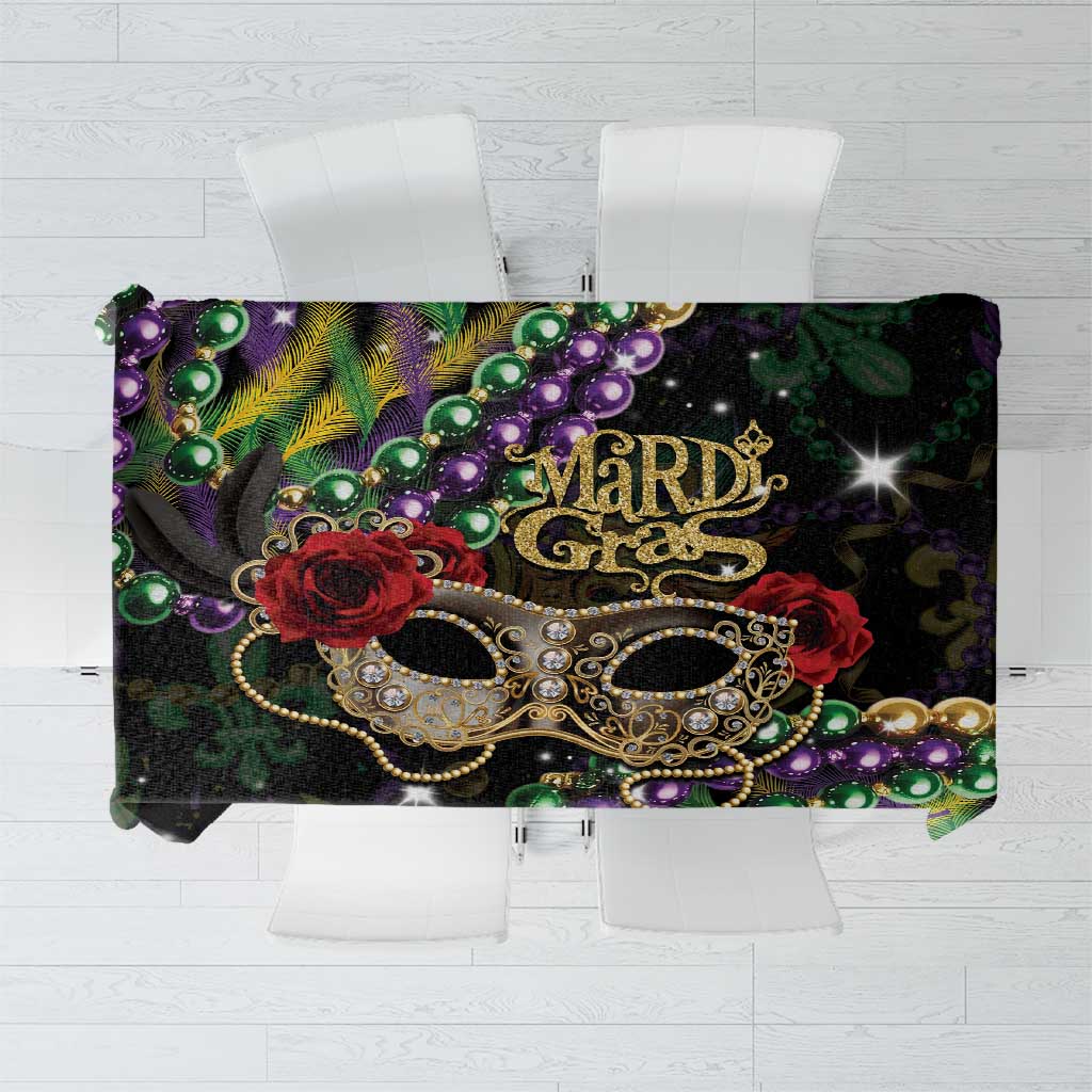 Mardi Gras 2025 Tablecloth Beadeds With Gorgeous Mask - Wonder Print Shop