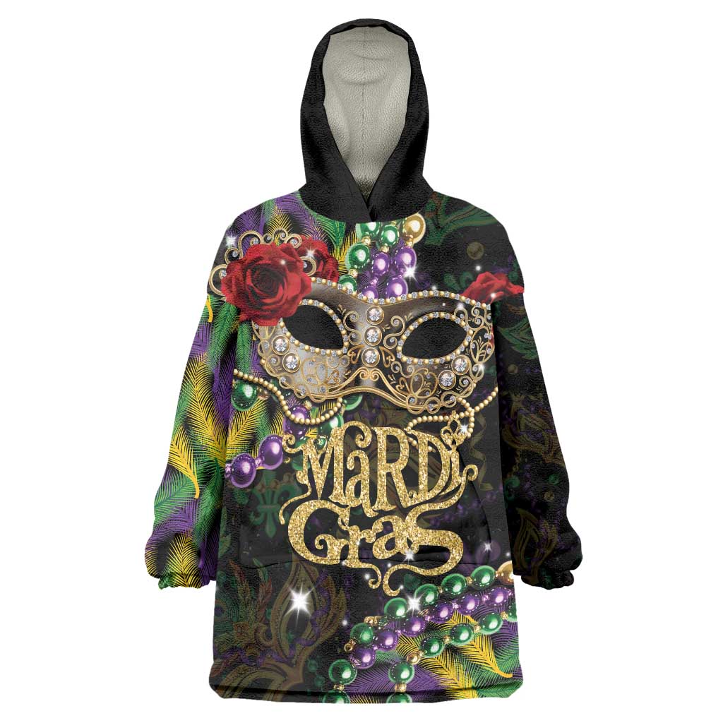 Mardi Gras 2025 Wearable Blanket Hoodie Beadeds With Gorgeous Mask